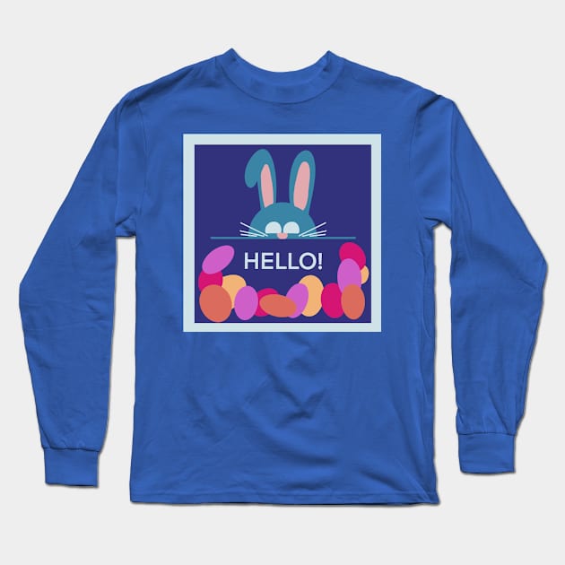 Friendly Easter Bunny Long Sleeve T-Shirt by Ninadventurous